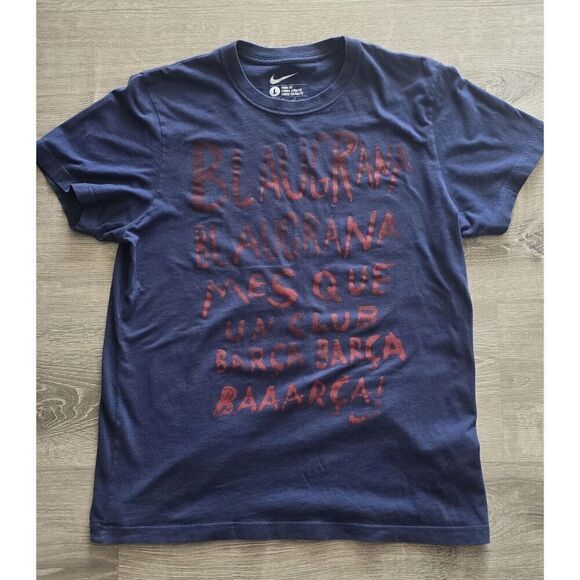 NIKE Barcelona FCB Club BARCA T Shirt Men's Large Blue - Picture 1 of 7